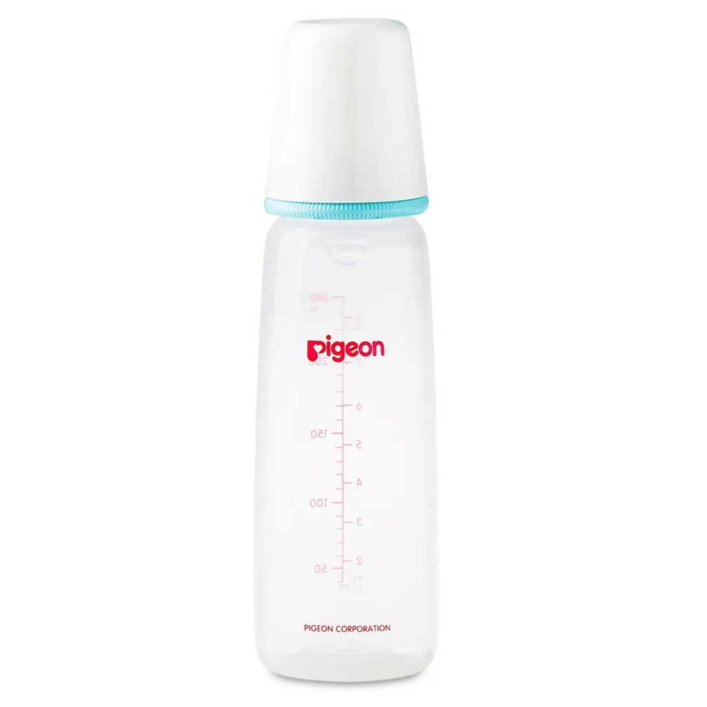 Pigeon Plastic Feeding Bottle For Babies With White Cap 240ml - Assorted KP-8