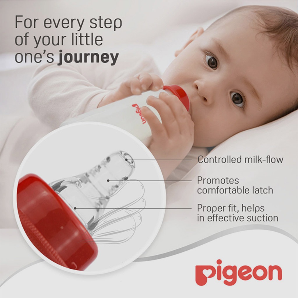 Pigeon Plastic Feeding Bottle For Babies With White Cap 240ml - Assorted KP-8