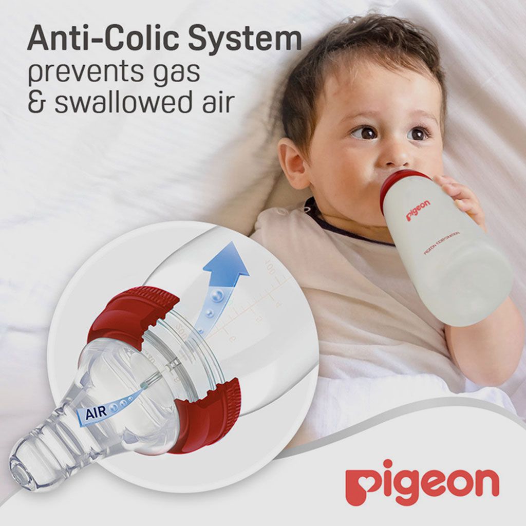 Pigeon Plastic Feeding Bottle For Babies With White Cap 240ml - Assorted KP-8