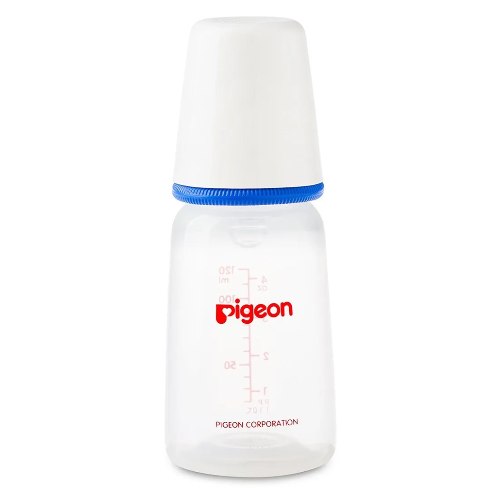 Pigeon Plastic Feeding Bottle For Babies With White Cap 120ml - Assorted KP-4