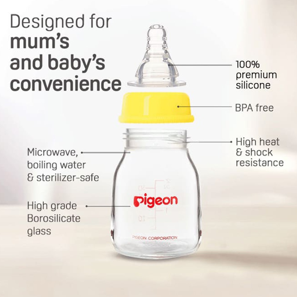 Pigeon Plastic Feeding Bottle For Babies With White Cap 120ml - Assorted KP-4