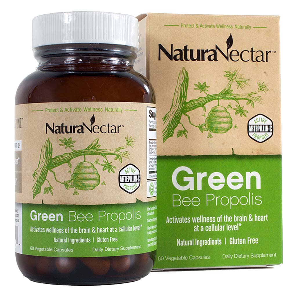 NaturaNectar Green Bee Propolis Vegetable Capsule For Brain, Heart & Immune Support 60's