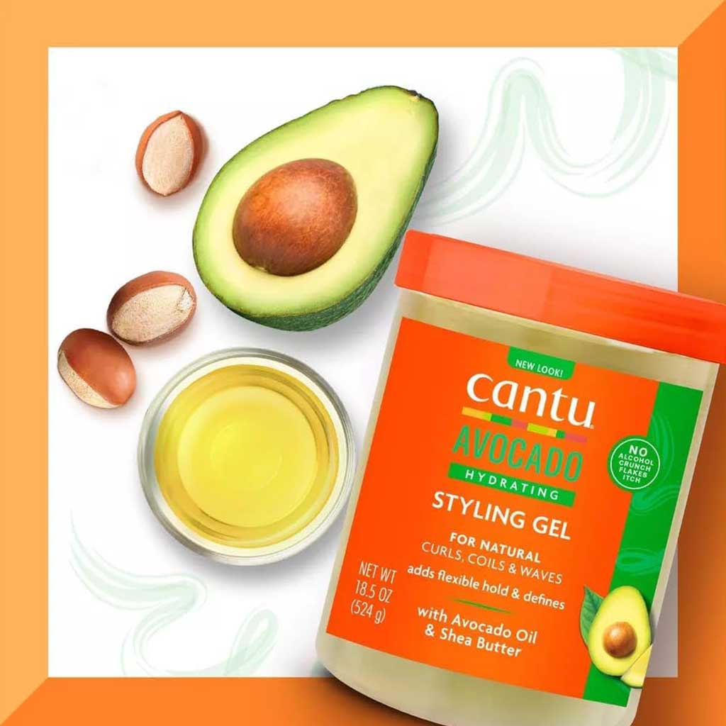 Cantu Avocado Hydrating Hair Styling Gel For Natural Curls, Coils & Waxes 524g
