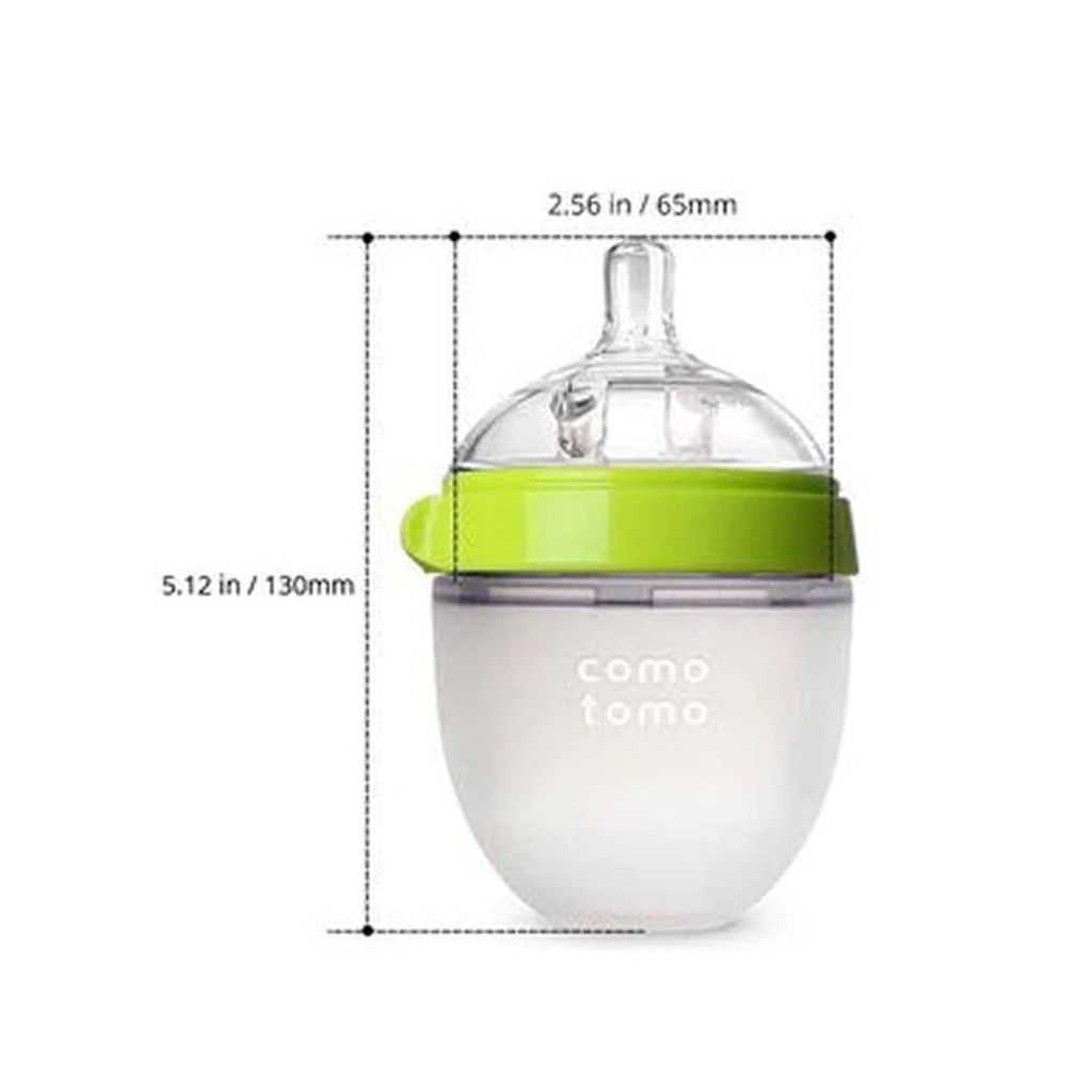 Comotomo Soft Hygienic Silicone Natural Feel Baby Feeding Bottle Green/White 150ml