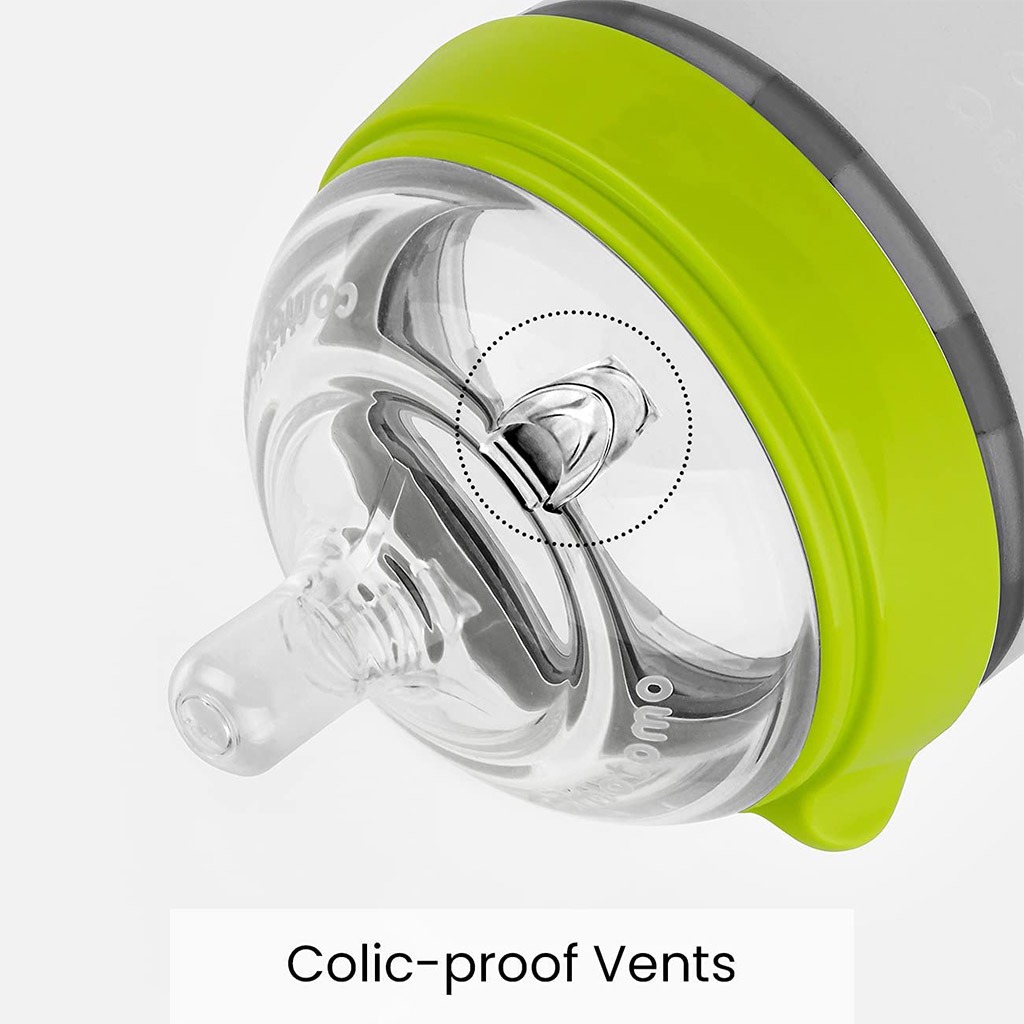 Comotomo Soft Hygienic Silicone Natural Feel Baby Feeding Bottle Green/White 150ml, Pack of 2's