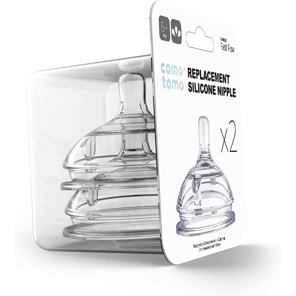 Comotomo Natural Teat Silicone Nipple Fast Flow, Pack of 2's