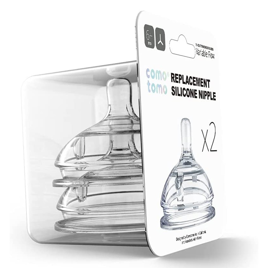 Comotomo Natural Teat Silicone Nipple Variable Flow, Pack of 2's
