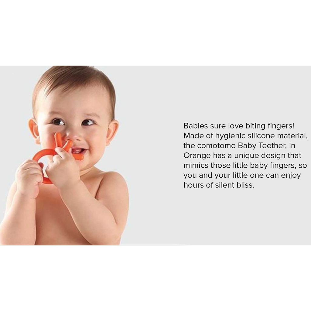 Comotomo Easy To Grab Silicone Baby Teether Orange