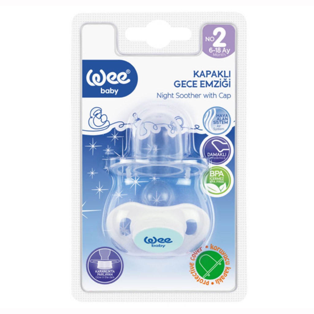 Wee Baby Soft Silicone Night Soother With Cap For 6-18 Month Baby, Pack of 1's