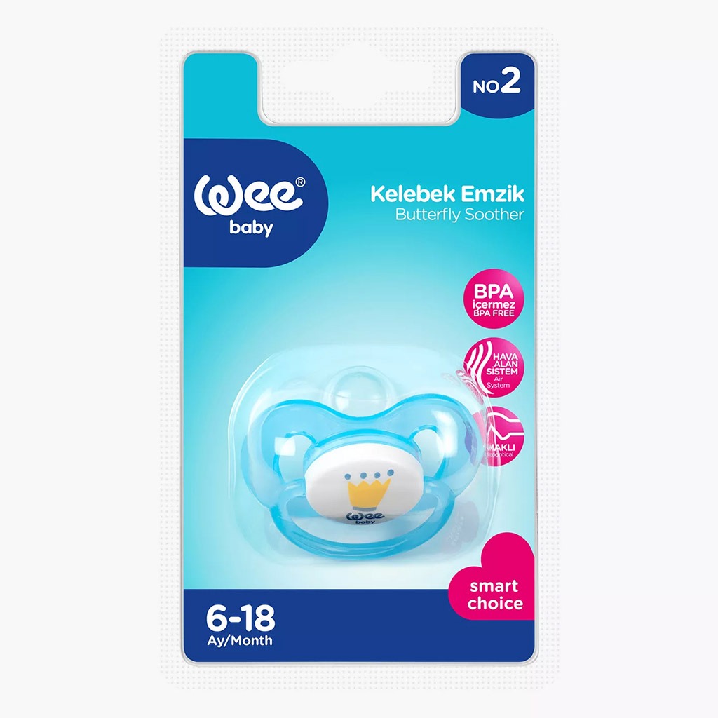 Wee Baby Assorted Butterfly Orthodontic Teat Soother For 6-18 Months Baby, Pack of 1's