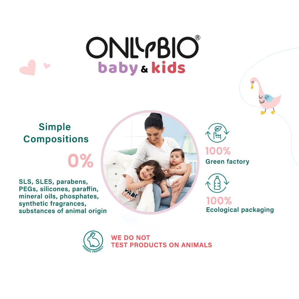 OnlyBio Kids Gentle Bubble Bath For 3+Year Old Kids 500ml