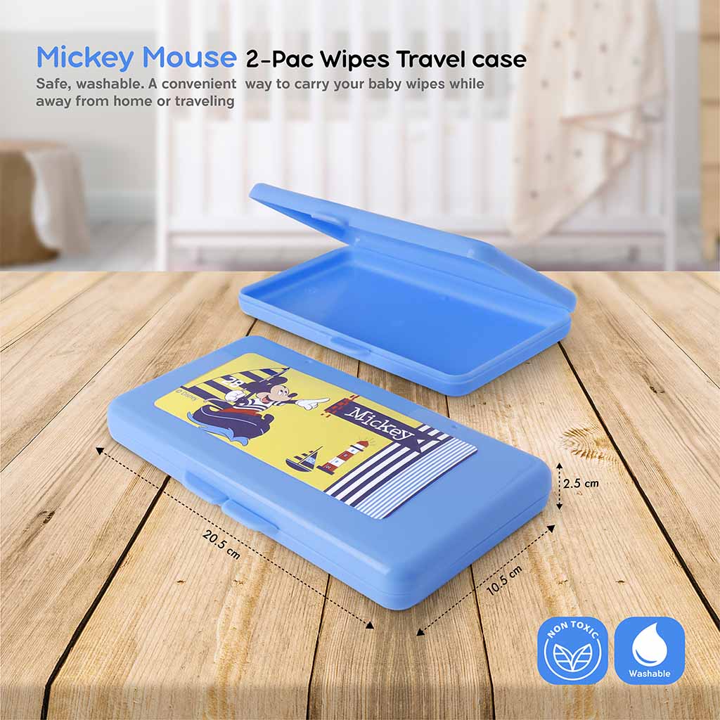 Disney Washable Mickey Mouse Baby Wipes Travel Case, Pack of 2's