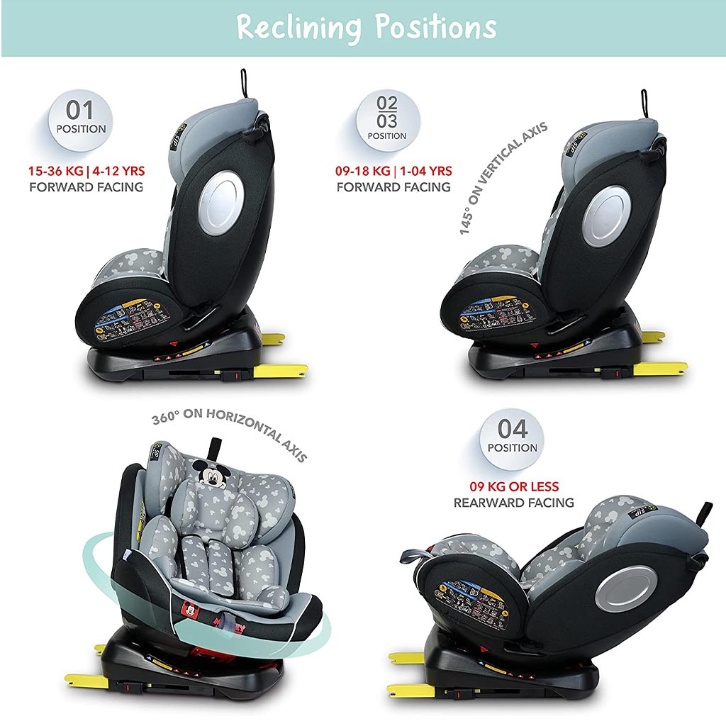 Disney Mickey Mouse 4-In-1 Car Seat For Baby/Kids Up to 36Kg -YC06 Mickey - B
