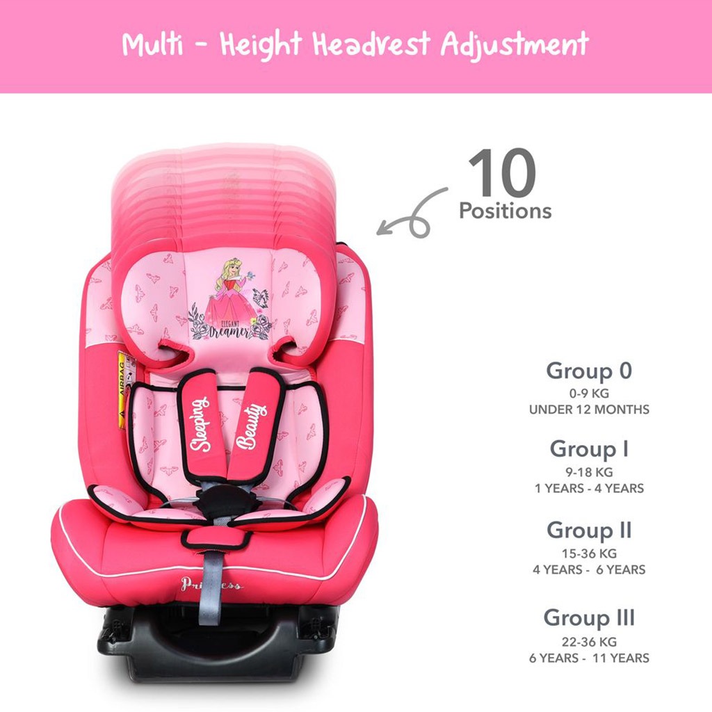 Disney Princess 4-In-1 Car Seat For Baby/Kids Up to 36Kg - Princess-A