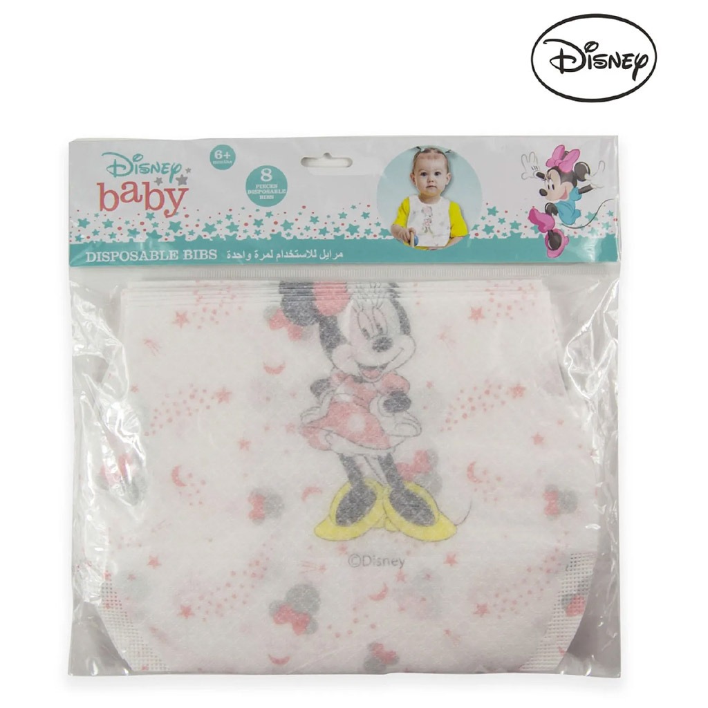 Disney Minnie Mouse Leak Proof Disposable Baby Bibs Assorted, Pack of 8's