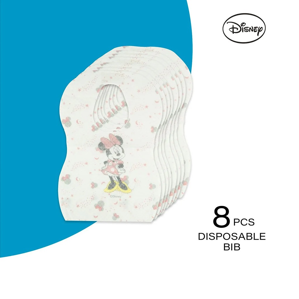 Disney Minnie Mouse Leak Proof Disposable Baby Bibs Assorted, Pack of 8's