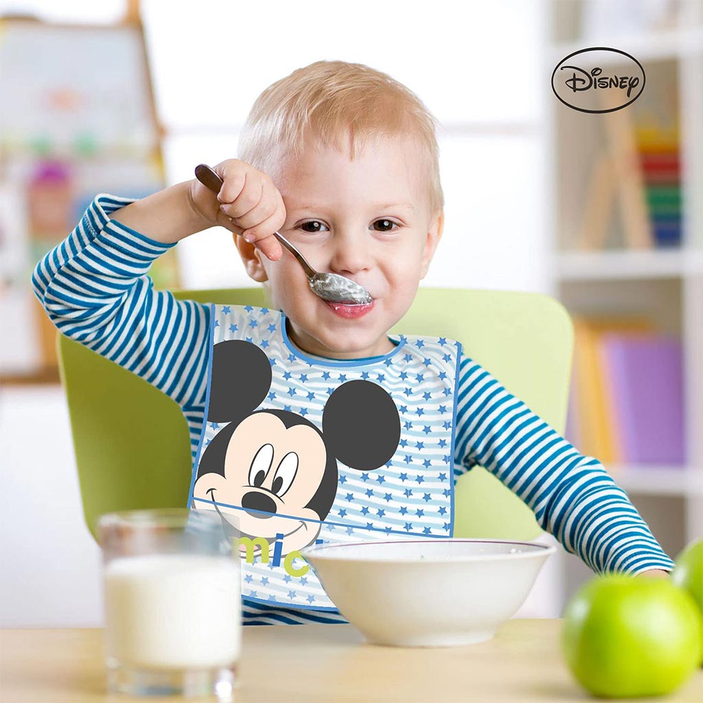 Disney Mickey Mouse Washable Waterproof Peva Apron Bib For 6+ Month Baby, Pack of 1's