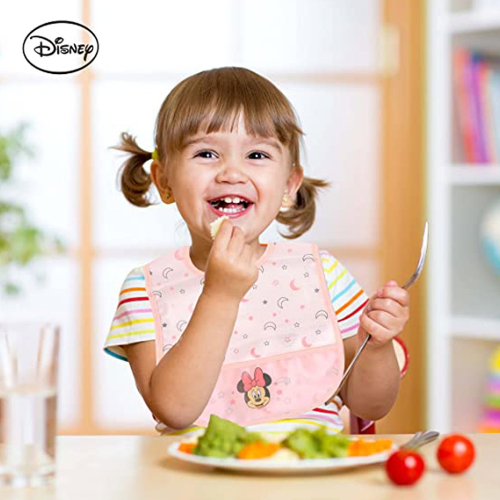 Disney Minnie Mouse Washable Waterproof Peva Apron Bib For 6+ Month Baby, Pack of 2's