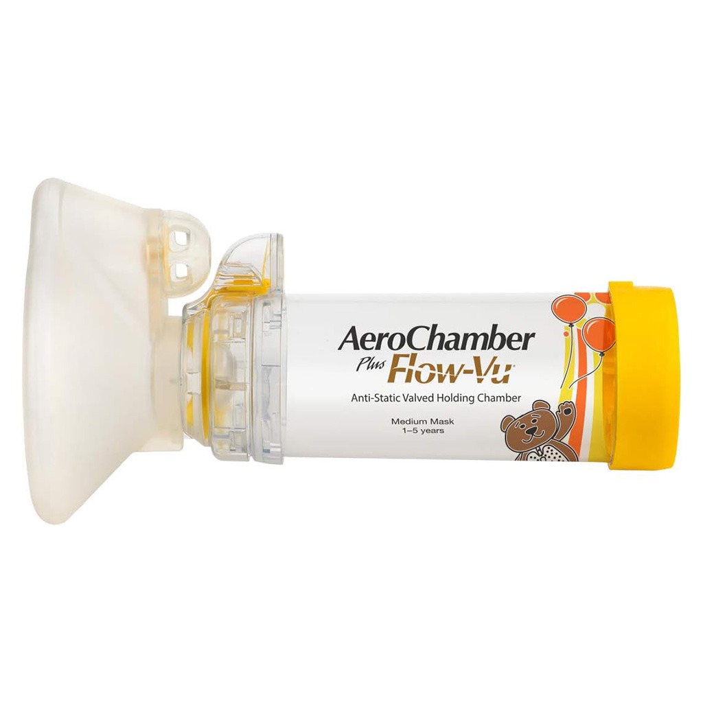 AeroChamber Plus Flow-Vu Anti-static Valved Holding Chamber - Child Mask, Medium