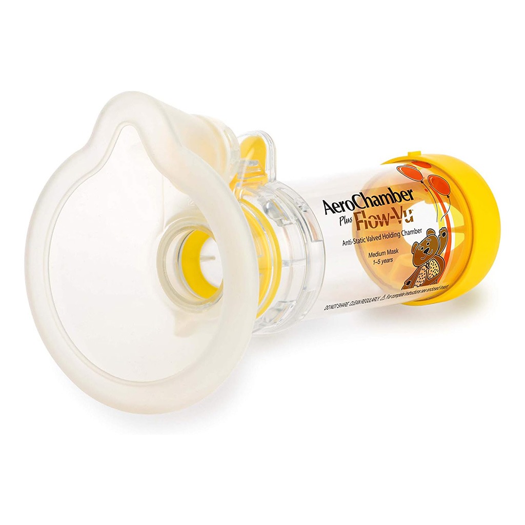 AeroChamber Plus Flow-Vu Anti-static Valved Holding Chamber - Child Mask, Medium