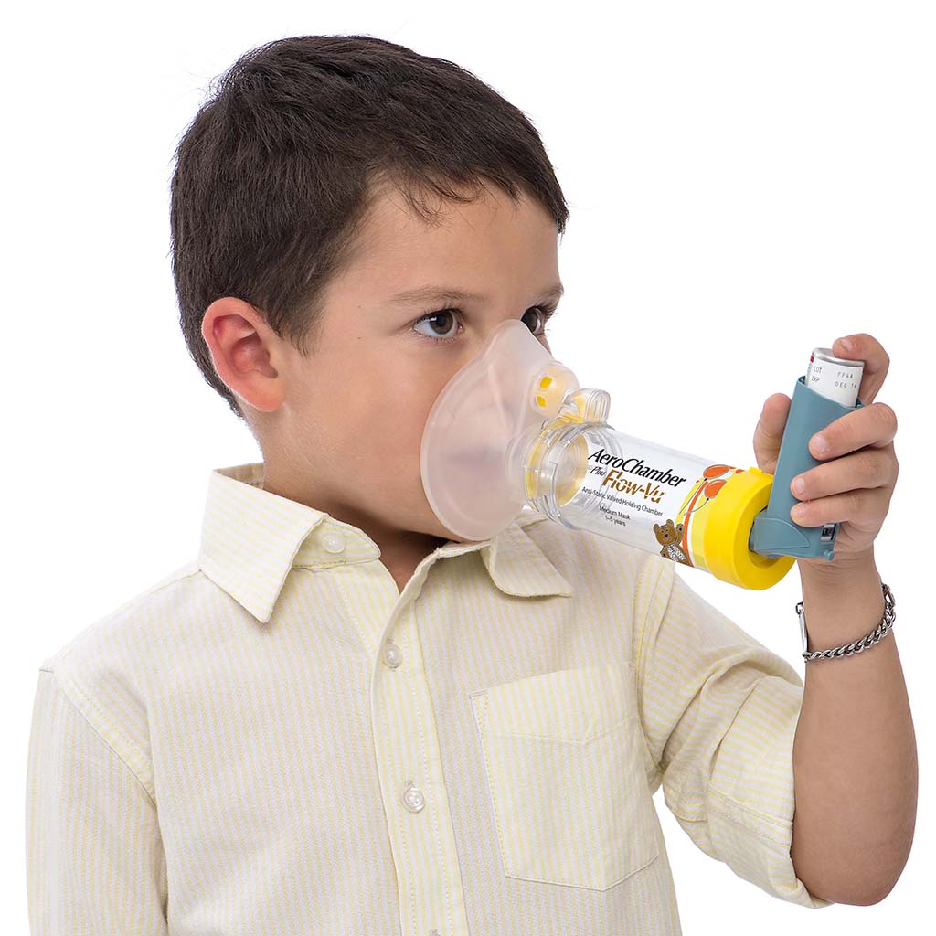 AeroChamber Plus Flow-Vu Anti-static Valved Holding Chamber - Child Mask, Medium