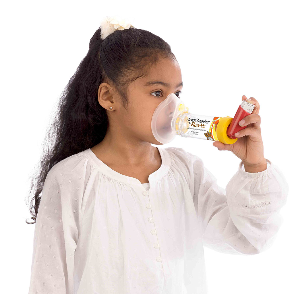 AeroChamber Plus Flow-Vu Anti-static Valved Holding Chamber - Child Mask, Medium