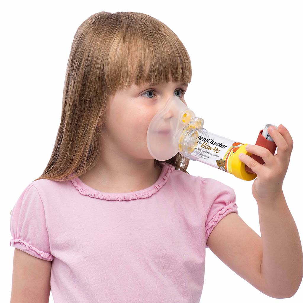 AeroChamber Plus Flow-Vu Anti-static Valved Holding Chamber - Child Mask, Medium