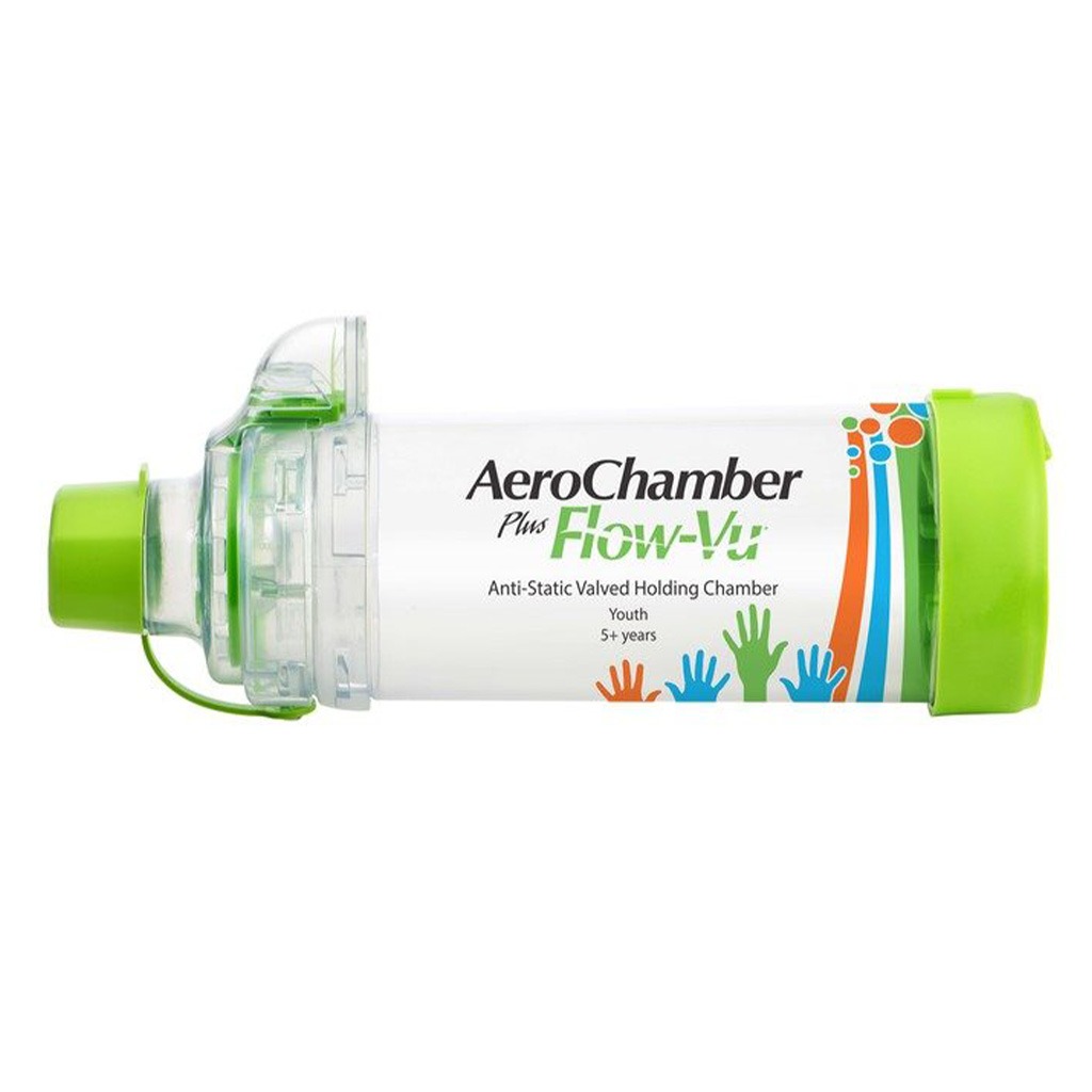 AeroChamber Plus Flow-Vu Anti-static Valved Holding Chamber With Mouthpiece For Youth