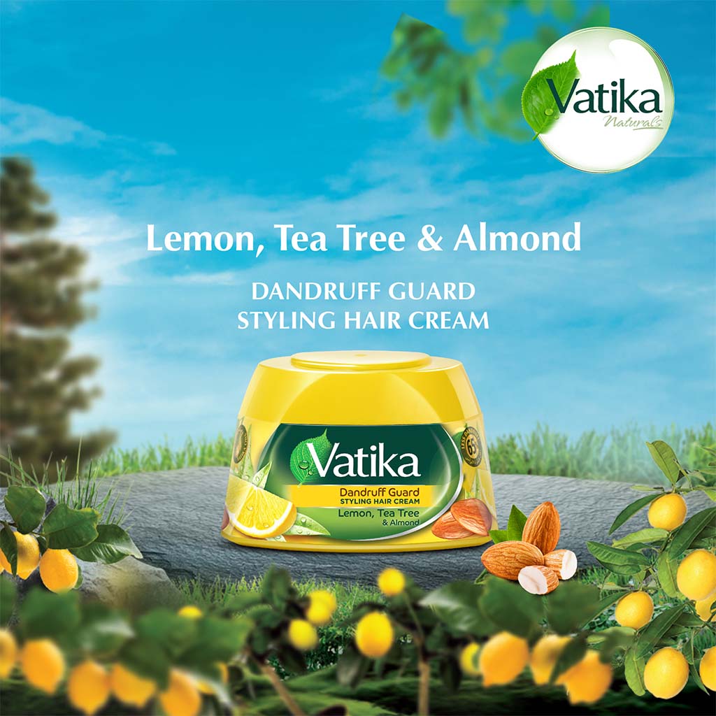 Dabur Vatika Naturals Dandruff Guard Hair Styling Cream With Lemon, Tea Tree & Almond 210ml