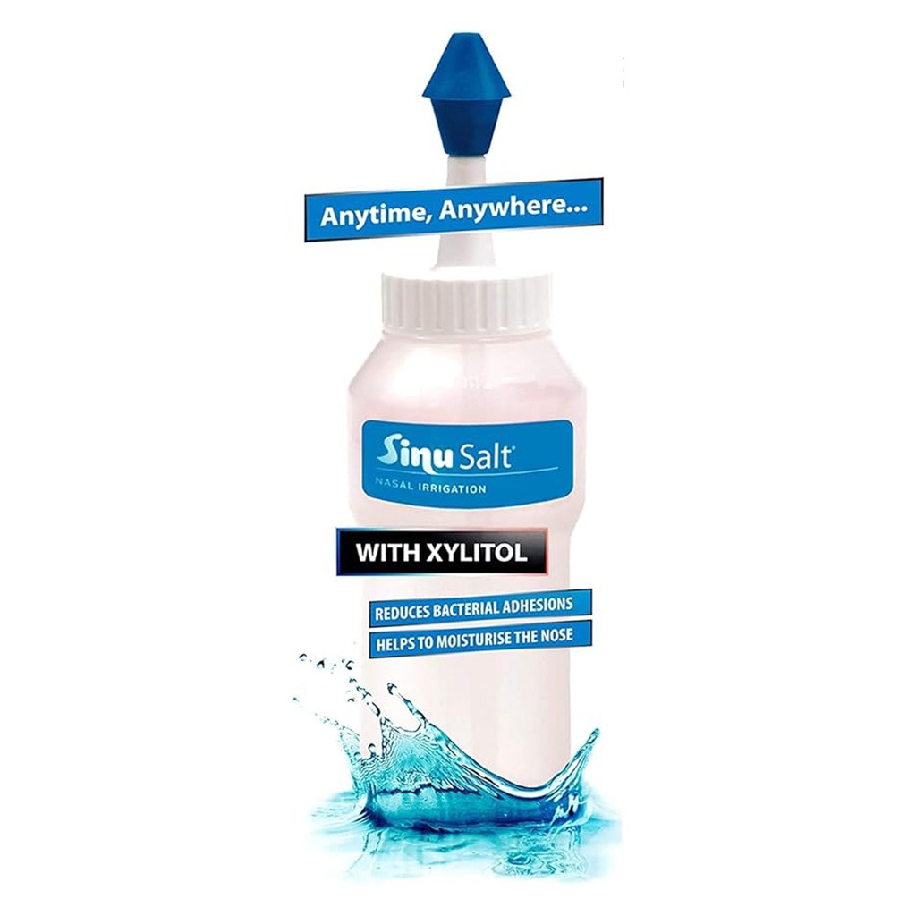 Sinusalt Nasal Irrigation Device & Salt + Xylitol 26 Dosed Sachets For Nasal Cleaning