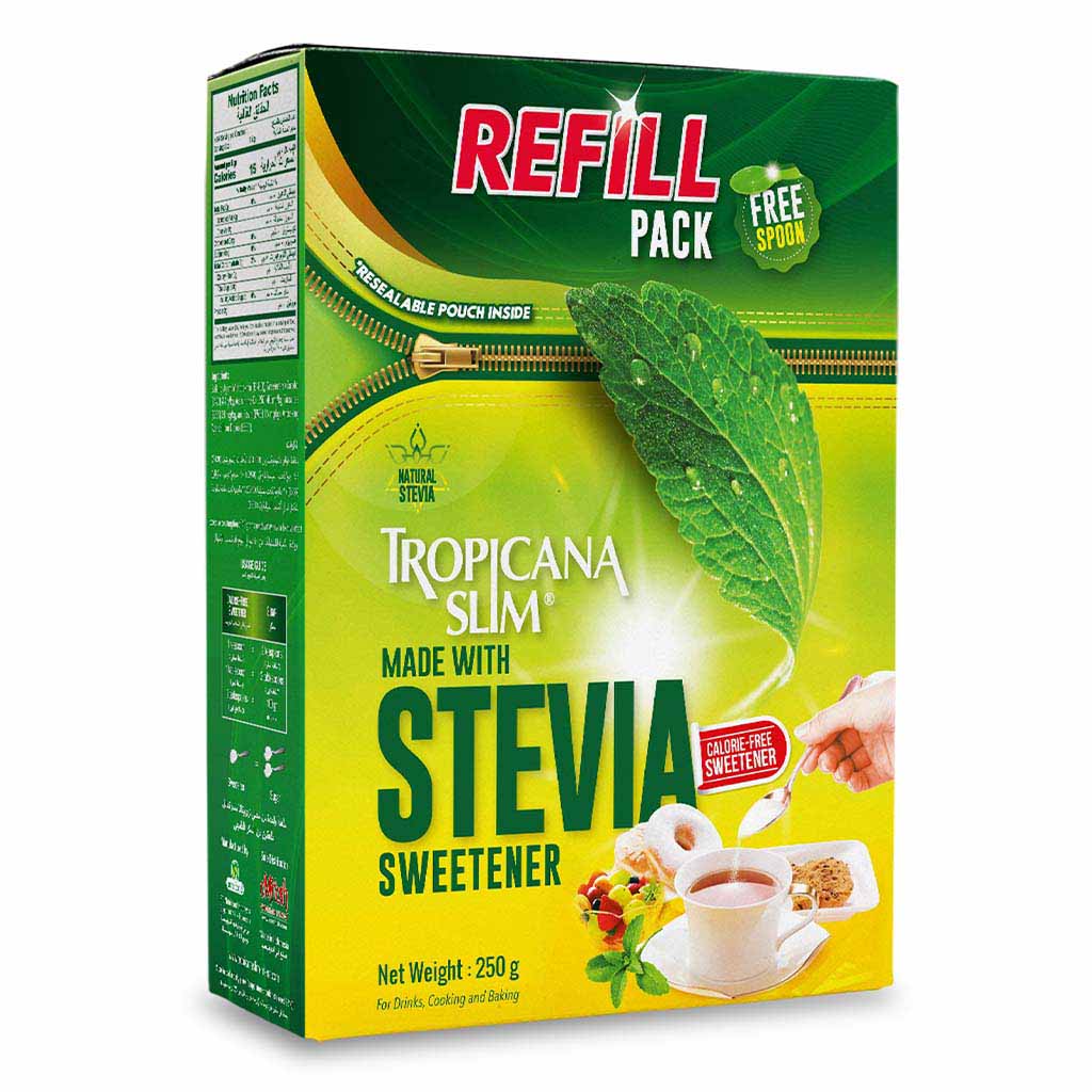 Tropicana Slim Calorie Free Sweetener With Stevia, 250g Refill Pack of 1's