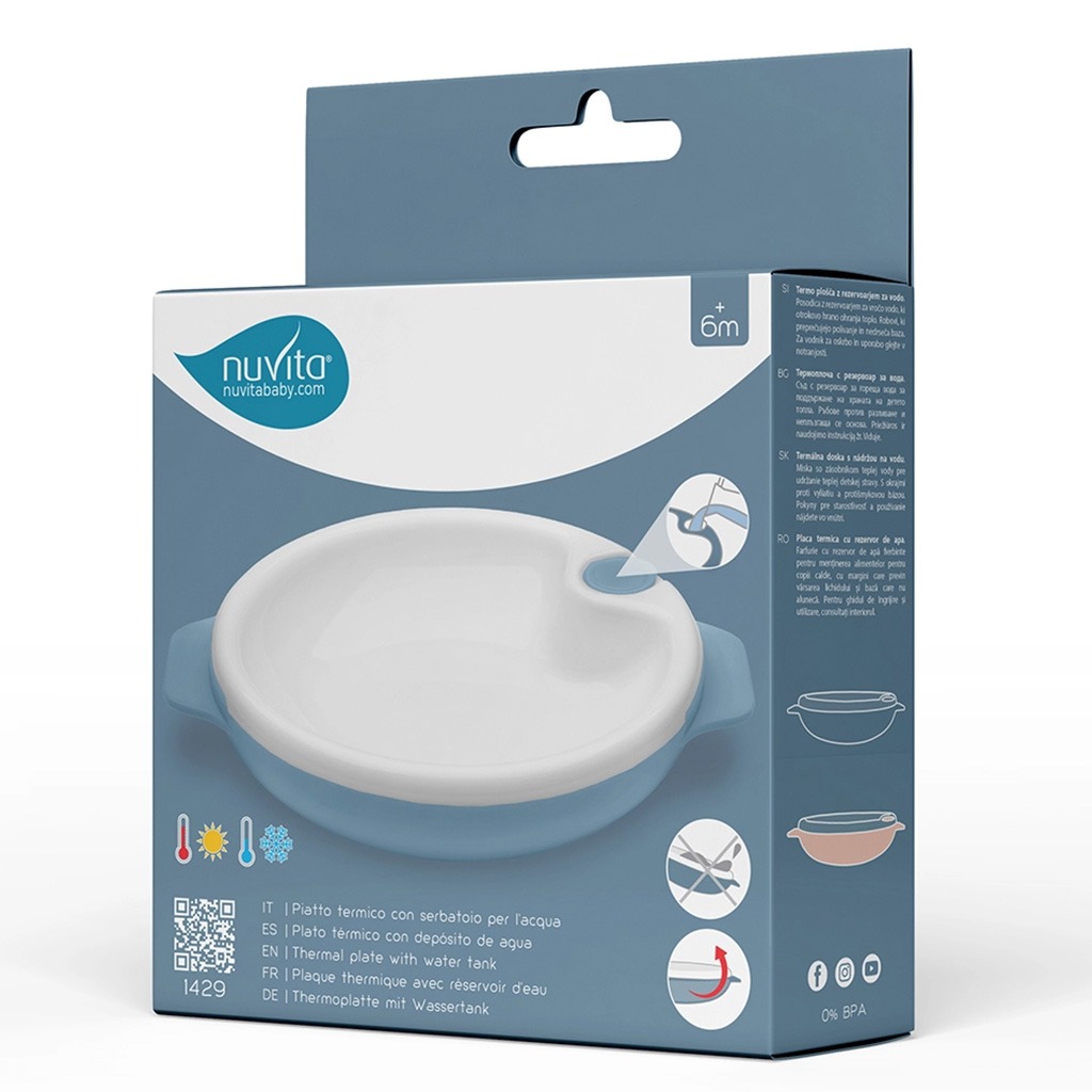 Nuvita Warm Plate With Hot Water Reservoir For 6+ Months Baby, Blue, Pack of 1's