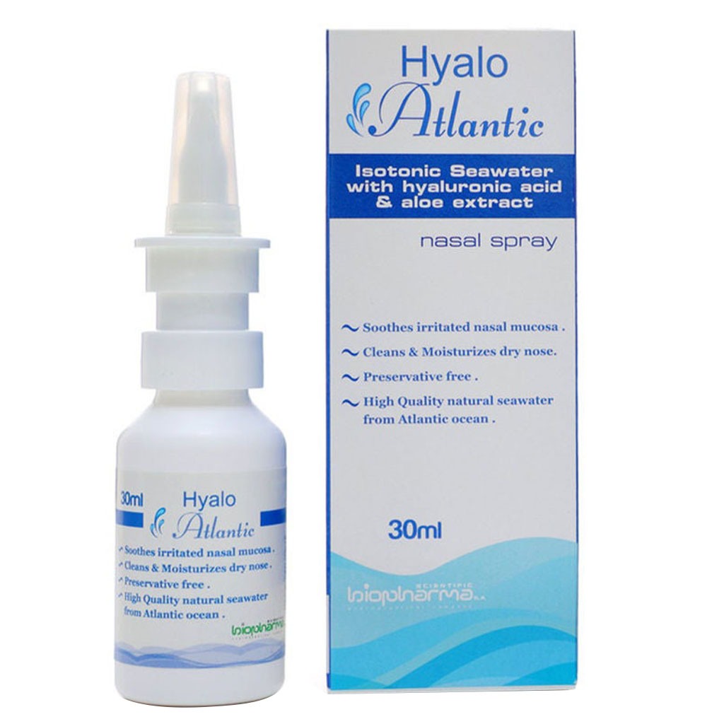Hyalo Atlantic Isotonic Seawater Nasal Spray With Hyaluronic Acid & Aloe extract 30ml