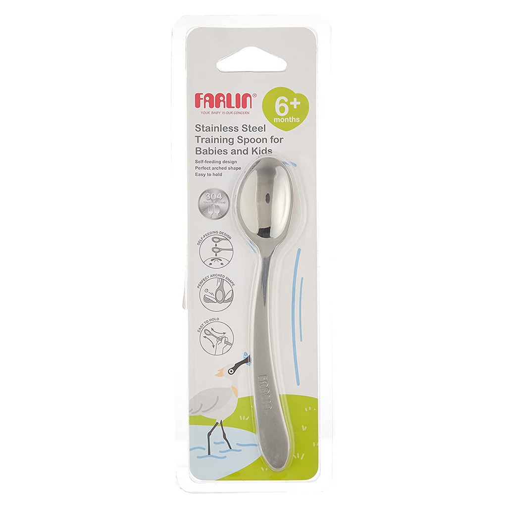 Farlin Stainless Steel Training Spoon For 6 Months+ Babies And Kids, Pack of 1's
