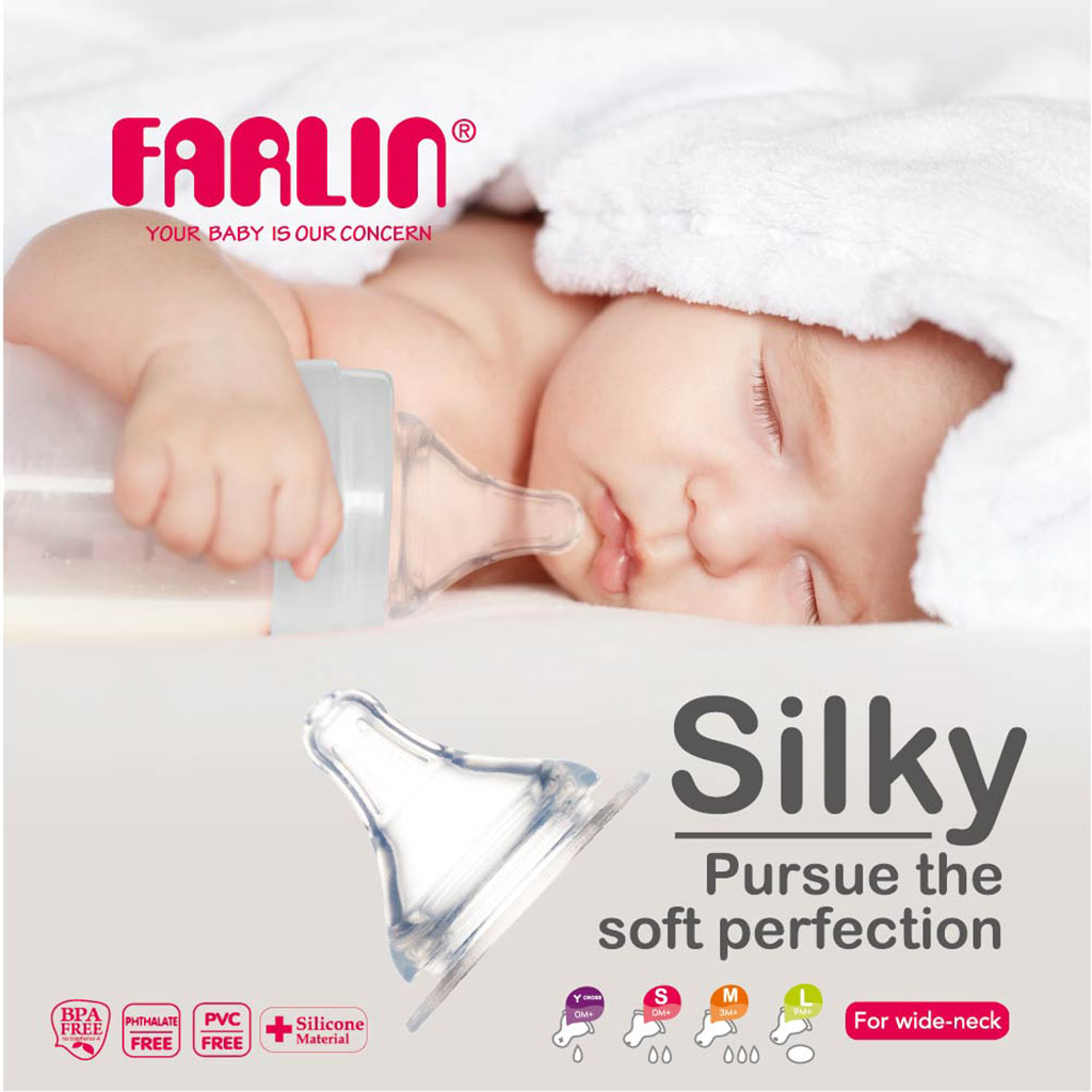 Farlin Anti-Colic Silicone Silky Nipple For Wide Neck Bottle For 0 Months+ Baby, Small AC - 22004 (S), Pack of 1's