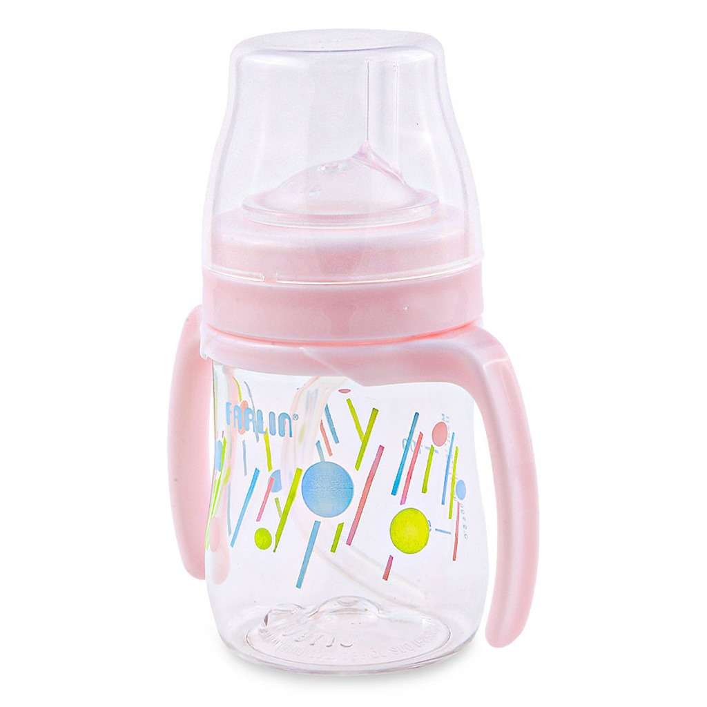 Farlin Stage 3 150ml Tritan Crystal Transparent Drinking Cup With Straw For 9+ Months Assorted, Pack of 1's