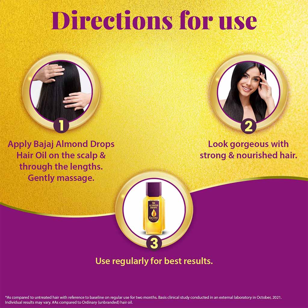 Bajaj Almond Drops Non Sticky Hair Oil For Reduced Hair Fall 300ml