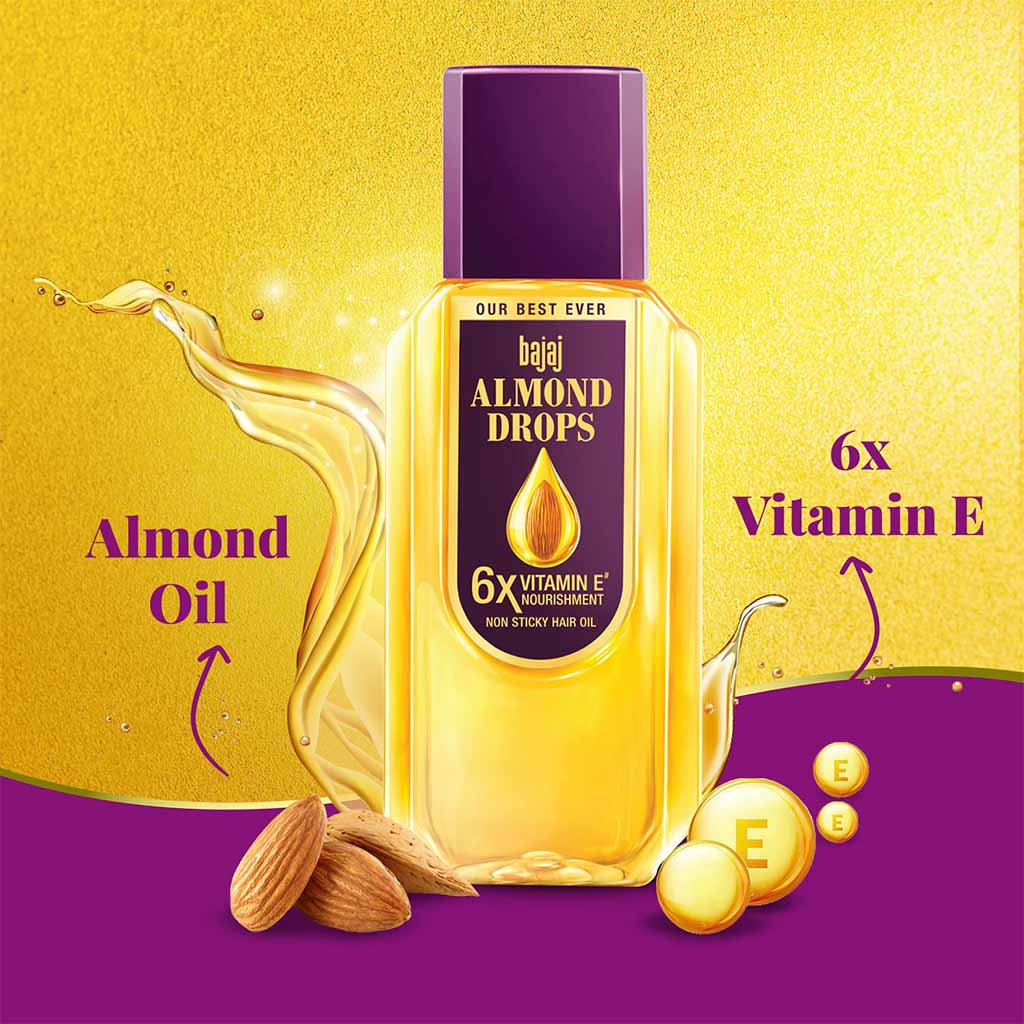 Bajaj Almond Drops Non Sticky Hair Oil For Reduced Hair Fall 500ml