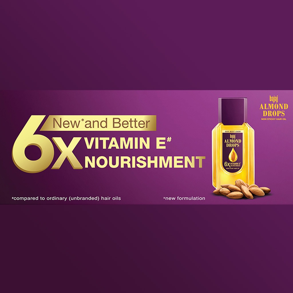 Bajaj Almond Drops Non Sticky Hair Oil For Reduced Hair Fall 500ml