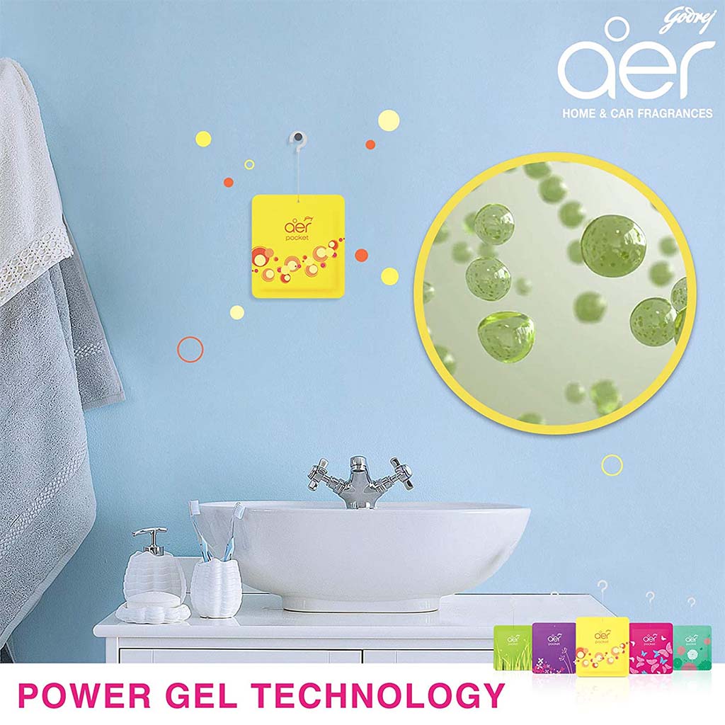 Godrej Aer Power Pocket Bathroom Fragrance - Bright Tangy Delight 10g