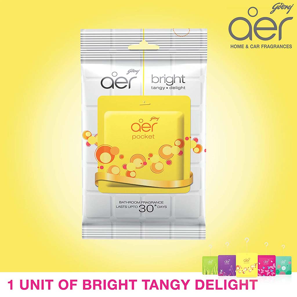 Godrej Aer Power Pocket Bathroom Fragrance - Bright Tangy Delight 10g