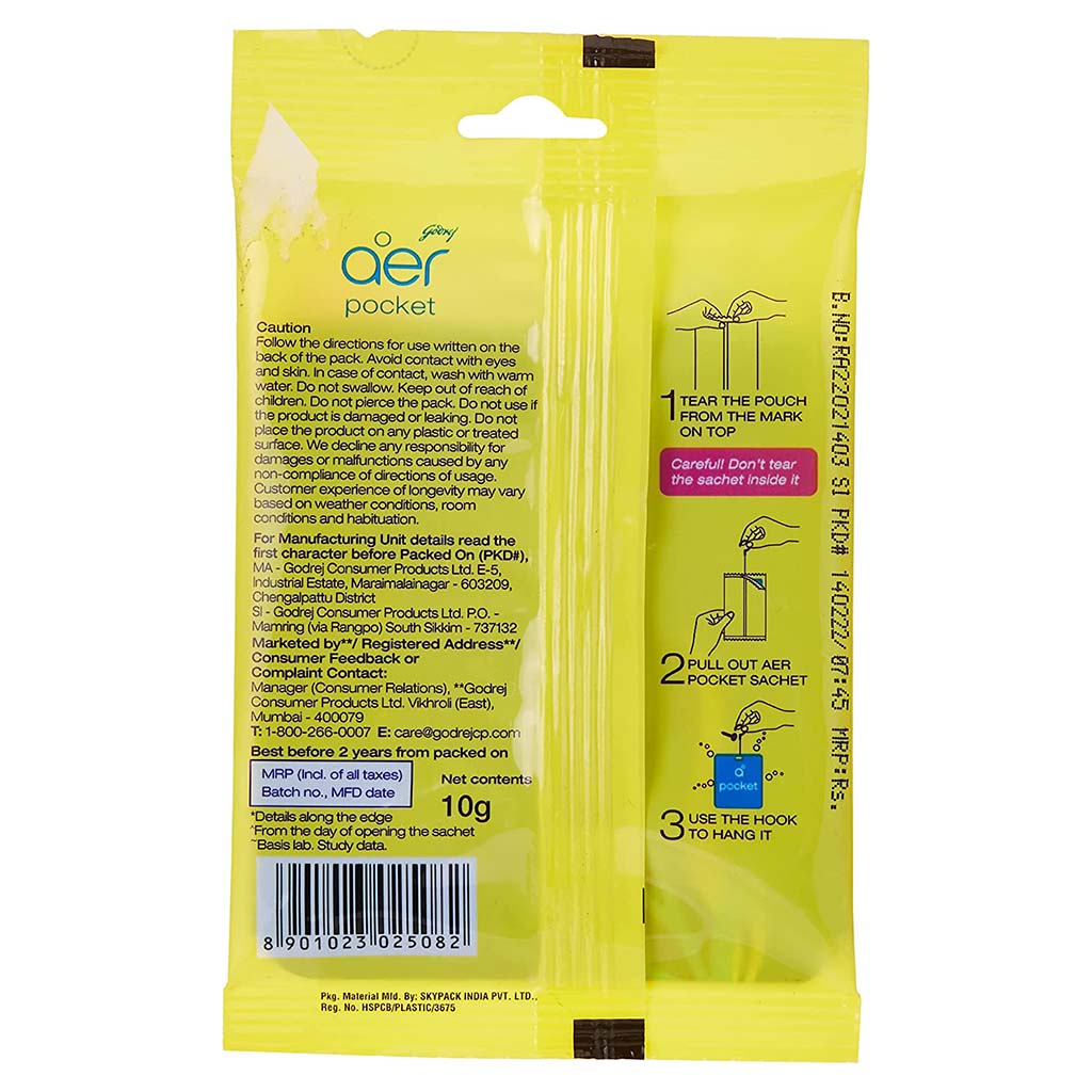 Godrej Aer Power Pocket Germ Protection Long Lasting Bathroom Fragrance - Sea Breeze 10g