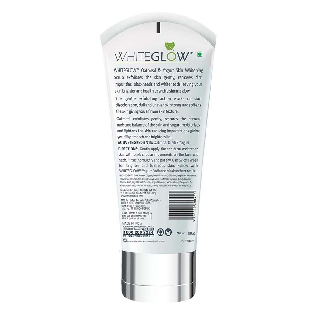 Lotus Herbals Whiteglow Oatmeal & Yogurt Skin Brightening Face Scrub 100g