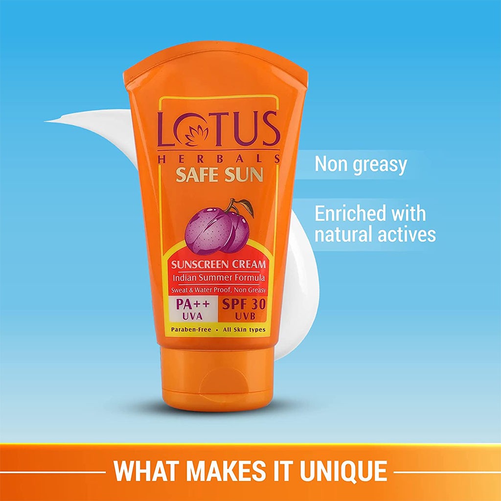 Lotus Herbals Safe Sun Sunscreen Cream Indian Summer Formula SPF 30 Pa++ 100g