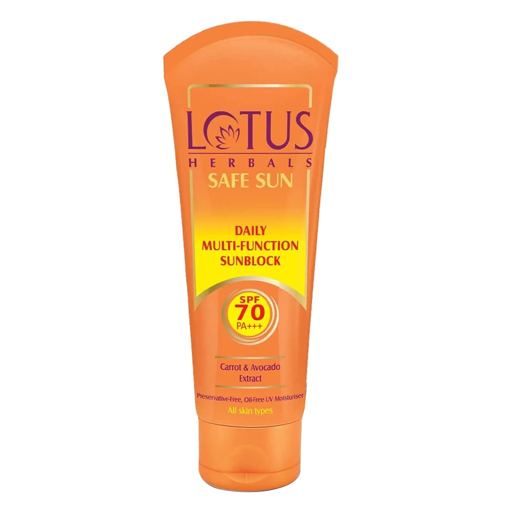 Lotus Herbals Safe Sun Daily Multi-function SPF 70 PA+++ Face Sun Block For All Skin Types 60g