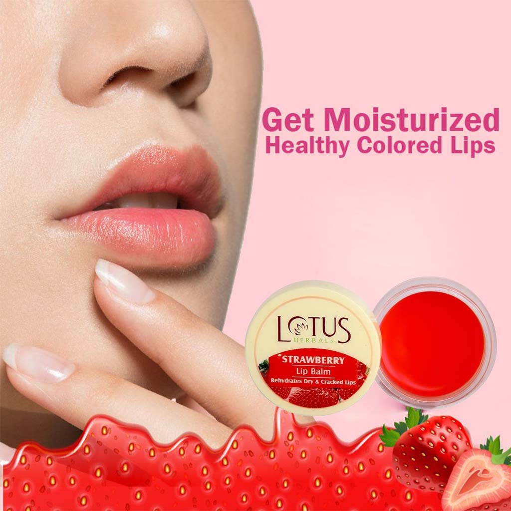 Lotus Herbals Strawberry Lip Balm For Dry And Cracked Lips 5g