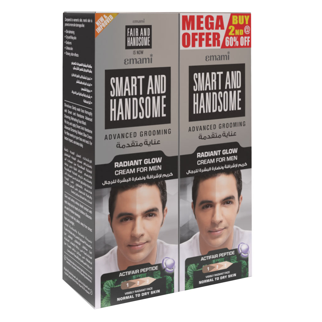 Emami Smart & Handsome Advanced Grooming Radiant Glow Cream For Men 2 x 100ml Promo Pack