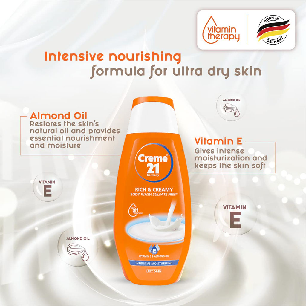 Creme 21 Intensive Moisturizing Rich & Creamy Sulfate-Free Body Wash For Dry Skin 250ml