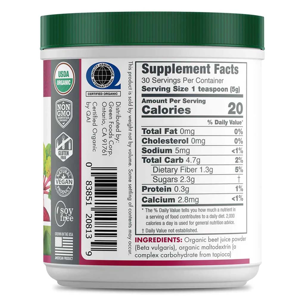 Green Foods Energy & Nitric Oxide Boosting Organic Beet Essence Juice Powder 150g