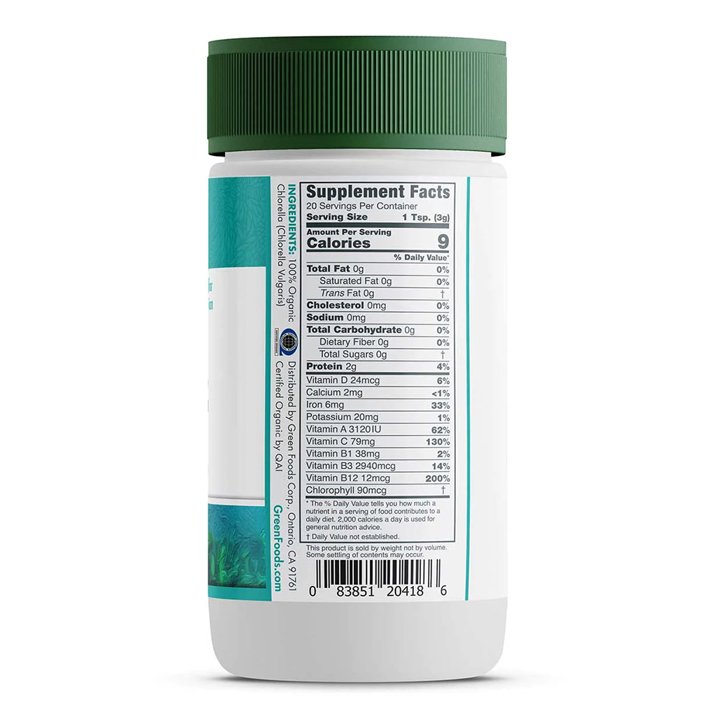Green Foods Pure Organic Chlorella Powder 60g